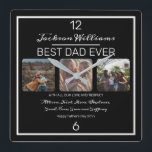 Fathers Day Best Dad Ever Black Three Photo Square Wall Clock<br><div class="desc">Show Dad you treasure him for Father's Day with this three photo black and white design featuring your Dad's name, the text "Best Dad Ever", and room for a unique message below with typed signatures in script text and the occasion and year. Design by Holiday Hearts Designs (rights reserved) with...</div>