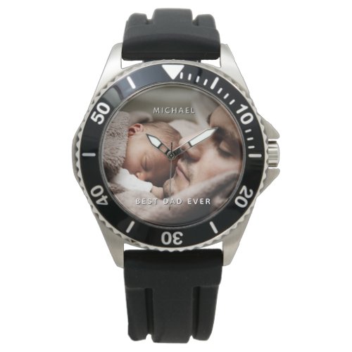 Fathers Day Best Dad Ever Custom Name  Photo Watch