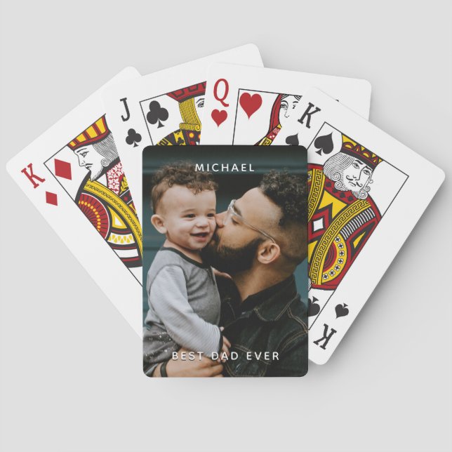 Father's Day Best Dad Ever Custom Photo Name Poker Cards (Back)