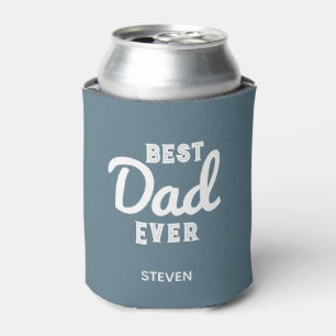 Fathers Day Best Dad Ever Dusty Blue Personalized Can Cooler