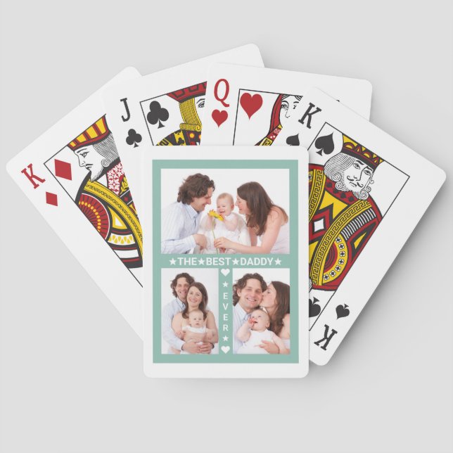 Father's Day Best Dad Ever Family Photo Collage Poker Cards (Back)