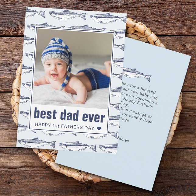 Father's Day Best Dad Ever Fish Pattern Flat Holiday Card (Father's Day Best Dad Ever Fish Pattern Flat Holiday Card)