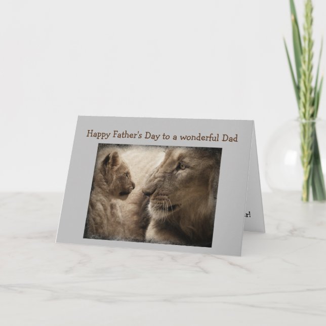Father's Day Best Dad Ever Lion Cat Animal Card (Front)