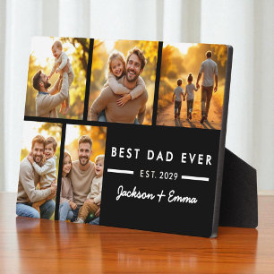 Father's Day Best Dad Ever Photo Collage Black Plaque