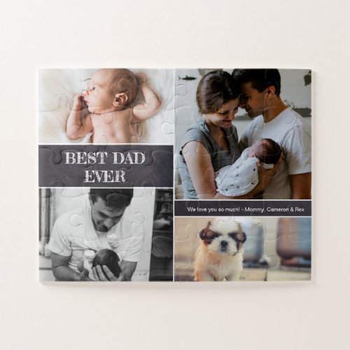 Fathers day Best Dad ever Photo Collage Family Jigsaw Puzzle