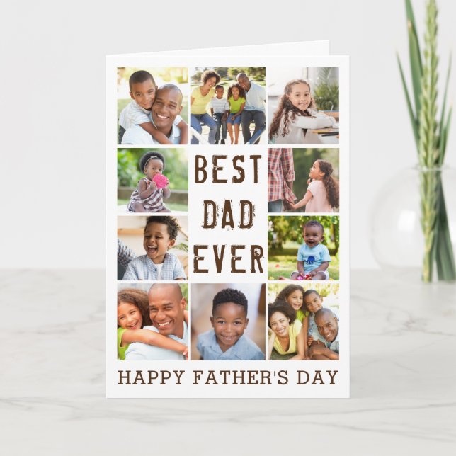 Father's Day BEST DAD EVER Photo Collage Holiday Card (Front)