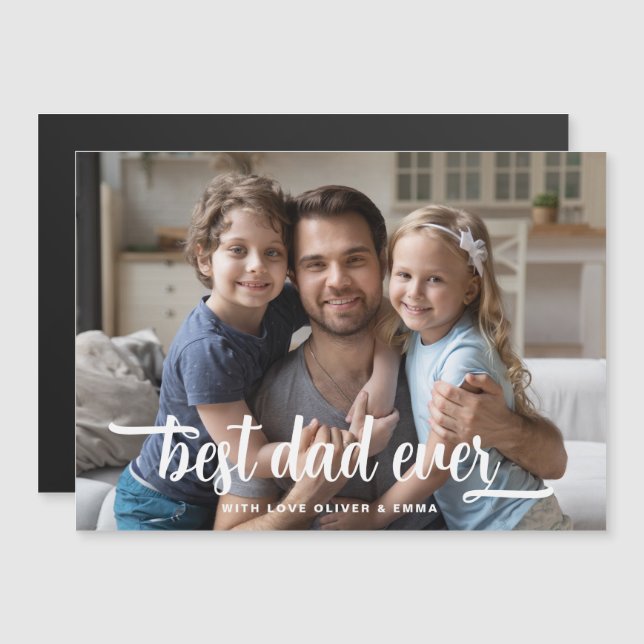 Father's Day Best Dad Ever Photo Magnet Card (Front/Back)