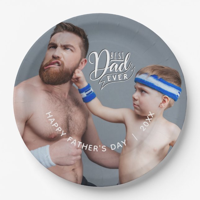 Father's Day Best Dad Ever Photo Paper Plates (Front)
