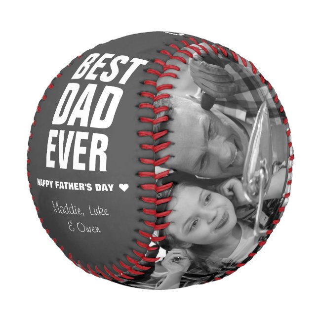Father's Day Best Dad Ever Photos Personalized Baseball