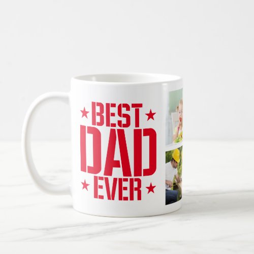 Fathers Day Best Dad Ever Six Photo and Text Red Coffee Mug