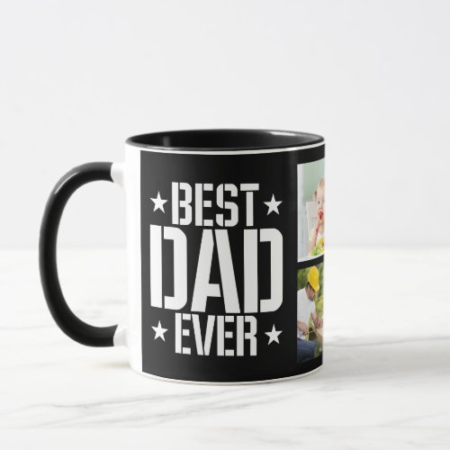 Fathers Day Best Dad Ever Six Photo  Text Black Mug