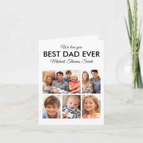 Fathers Day Best Dad Ever Trendy Photo Collage Card