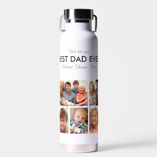 Fathers Day Best Dad Ever Trendy Photo Collage Water Bottle