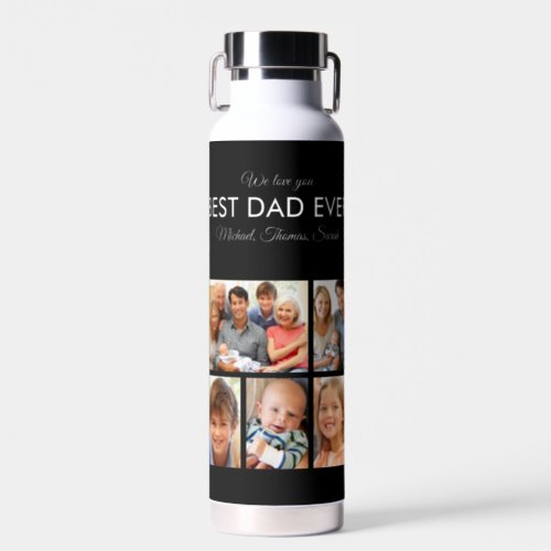 Fathers Day Best Dad Ever Trendy Photo Collage Water Bottle