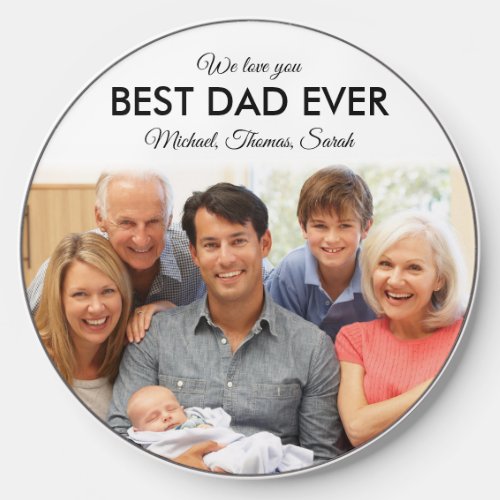 Fathers Day Best Dad Ever Trendy Photo Collage Wireless Charger
