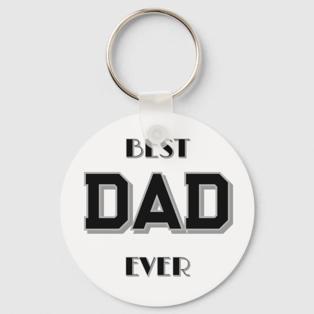 Father's Day Best Dad Ever White  Keychain (Front)