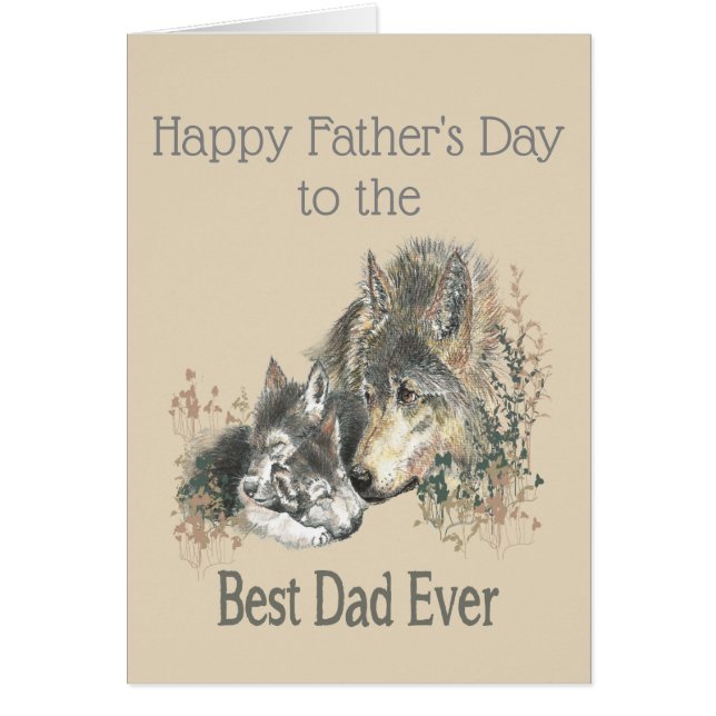 Father's Day Best Dad Ever Wolf Watercolor Animal (Front)