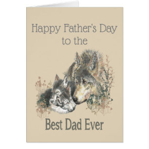 Father's Day Best Dad Ever Wolf Watercolor Animal Cards