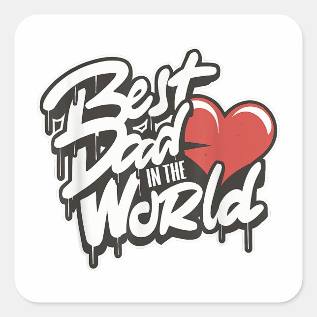 Father's Day Best Dad In The World Square Sticker (Front)