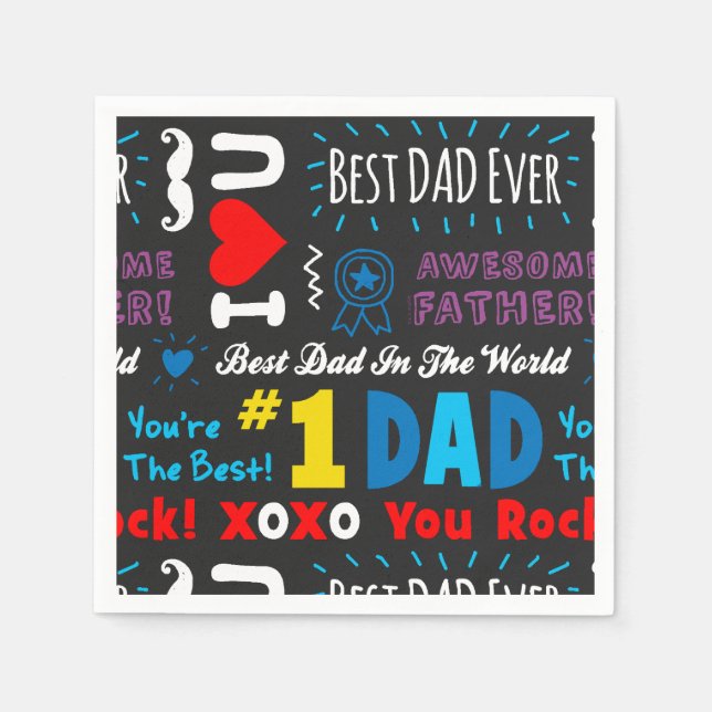 Father's Day Best Dad Sayings Paper Napkins (Front)