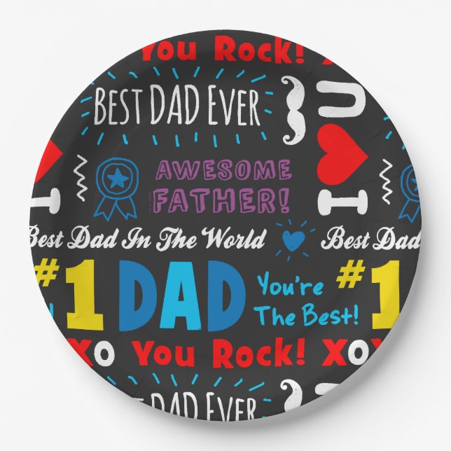 Father's Day Best Dad Sayings Paper Plates (Front)