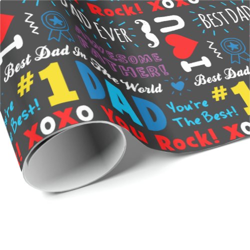 Fathers Day Best Dad Sayings Wrapping Paper