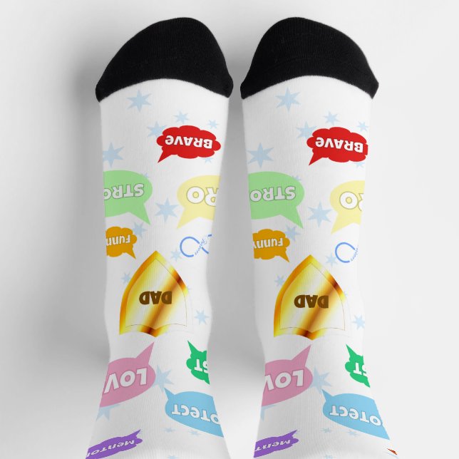 Fathers Day Best Dad Word Clouds King Crown Love Socks (Top)
