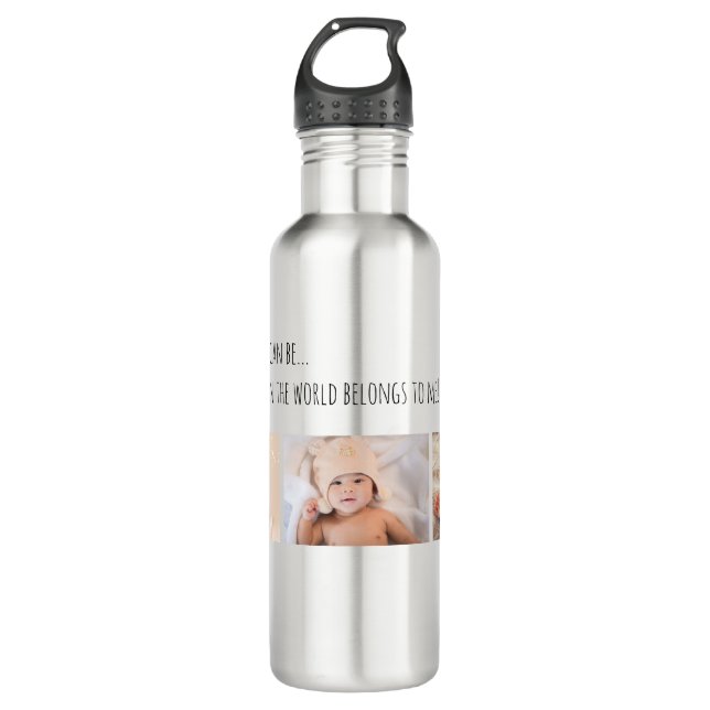 Father's Day Best Daddy 3 Photo Customize Stainless Steel Water Bottle (Front)