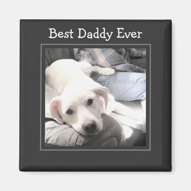Father's Day Best Daddy Ever Cute Puppy Dog Photo Magnet (Front)