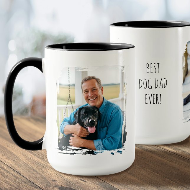 Father's Day Best Dog Dad Ever Custom Photo Modern Mug (Creator Uploaded)