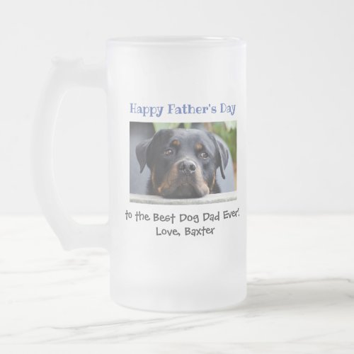 Fathers Day Best Dog Dad Ever Pet Photo Frosted Glass Beer Mug