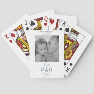 Father's Day Best Father Ever 2 Photo Dusty Blue Poker Cards