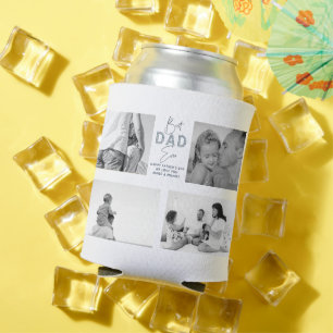 Father's Day Best Father Ever 4 Photo Dusty Blue Can Cooler