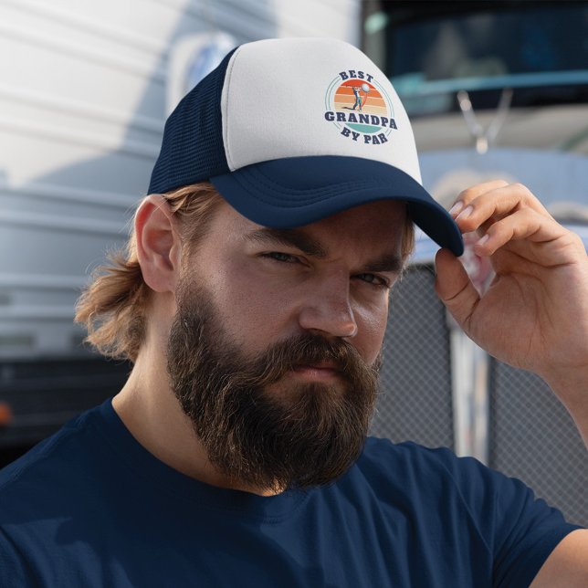 Fathers Day Best Grandpa By Par Retired Dad Golfer Trucker Hat (Grandpa Trucker Hat)