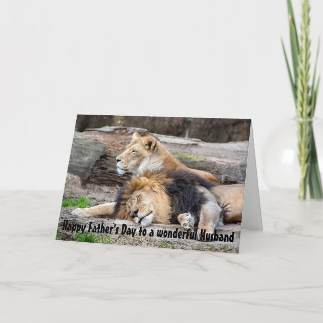 Father's Day Best Husband Ever Lion Animal Card (Front)