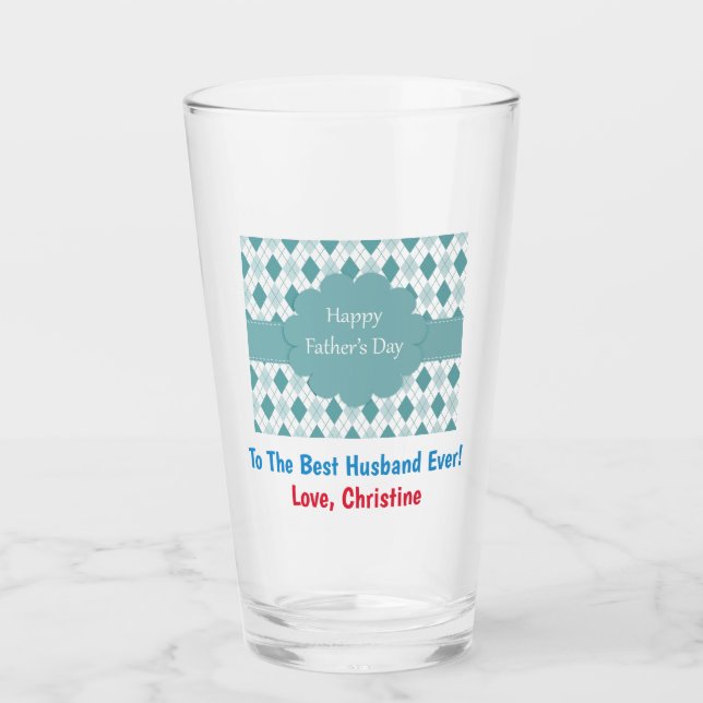 Father's Day Best Husband Ever Pint Beer Glass (Front)