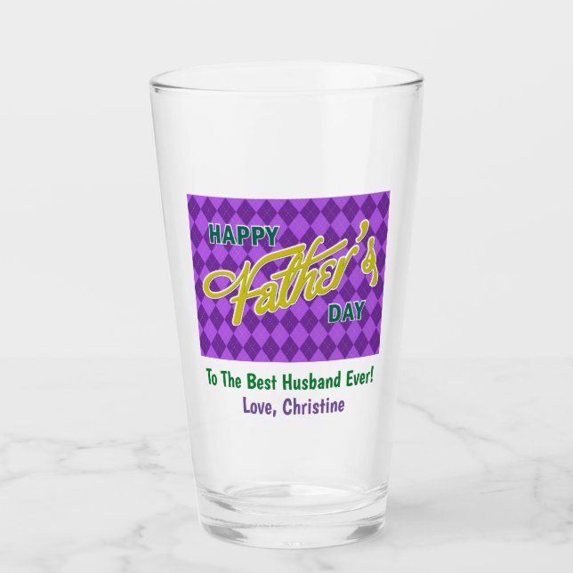 Father's Day Best Husband Ever Pint Beer Glass (Front)