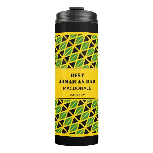 Father's Day BEST JAMAICAN DAD Flag Custom Jamaica Thermal Tumbler (Front)