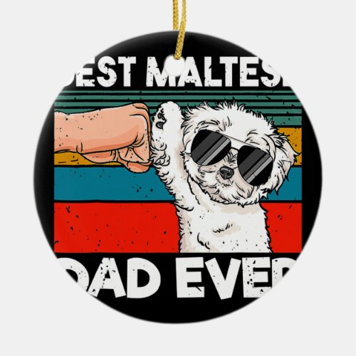Fathers Day Best Maltese Dad Ever Ghetto Fist Ceramic Ornament