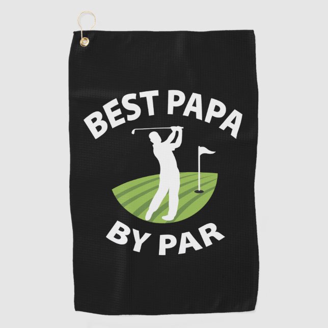 Father's Day Best Papa By Par Golf Towel (Front)