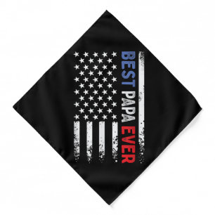 Father's Day Best Papa Ever with US American Flag Bandana
