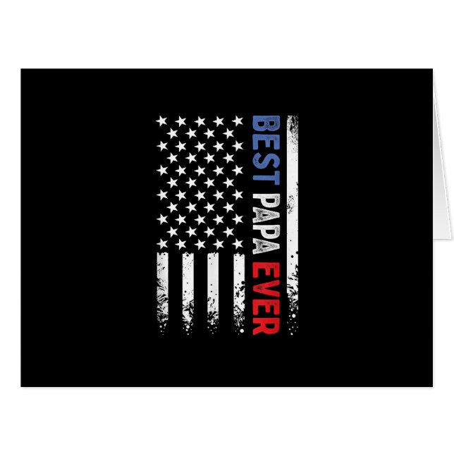 Father's Day Best Papa Ever with US American Flag Cards (Front Horizontal)