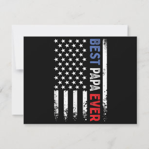 Father's Day Best Papa Ever with US American Flag Invitation