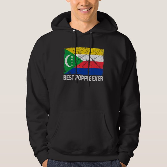 Father's Day Best Poppie Ever Distressed Comoros F Hoodie (Front)