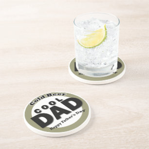 Father's Day Beverage or Beer Bottle Label Drink Coaster