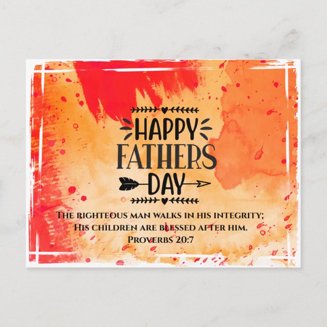 Father's Day Bible Verse Proverbs 20:7 Postcard (Front)