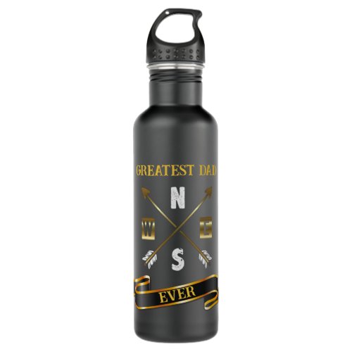 Fathers Day Black And Gold Metal Water Bottle