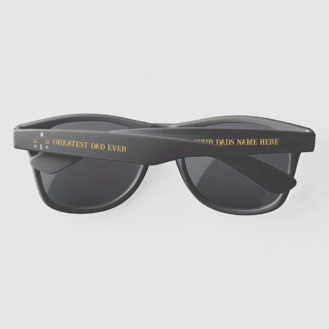 Fathers Day Black And Gold Personalized Sunglasses (Back)