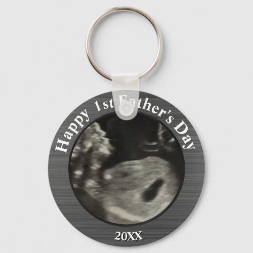 Fathers Day Black and White Photo Sonogram Keychain