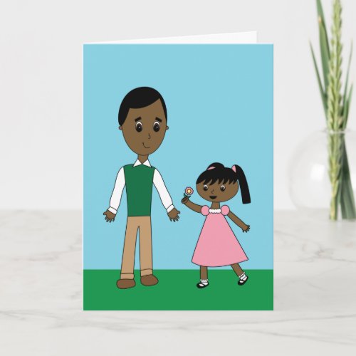 Fathers Day Black Dad from Daughter Personalized Card